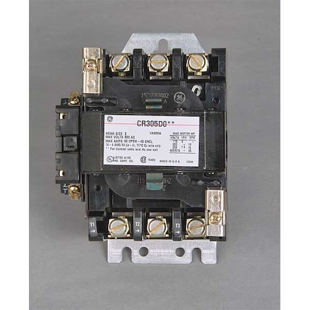Ge 120VAC Non-Reversing Magnetic Contactor 3P 45A NEMA 2 CR305D002