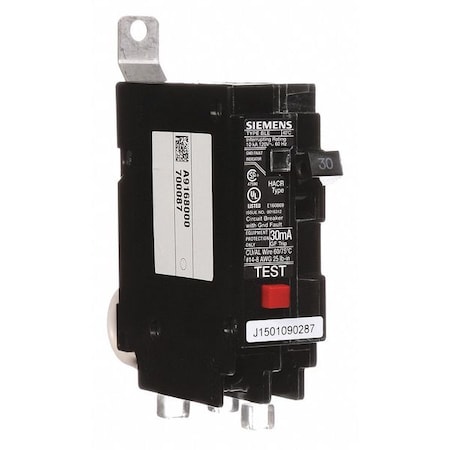Siemens Miniature Circuit Breaker, BLE Series, 30A, 1 Pole, 120V AC, 10kA at 120V AC BE130