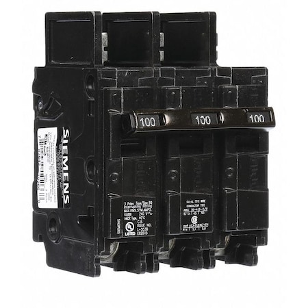 Siemens Miniature Circuit Breaker, BQ Series, 100A, 3 Pole, 240V AC, 10kA at 240V AC BQ3B100