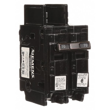 Siemens Miniature Circuit Breaker, BQH Series, 70A, 2 Pole, 120/240V AC, 22kA at 120/240V AC BQ2B070H