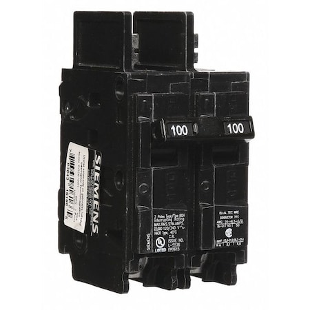 Siemens Miniature Circuit Breaker, BQH Series, 100A, 2 Pole, 120/240V AC, 22kA at 120/240V AC BQ2B100H