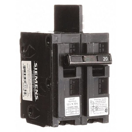 Siemens Miniature Circuit Breaker, BQ Series, 20A, 1 Pole, 120V AC, 10kA at 120V AC BQ1B02000S01