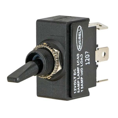 Hubbell Wiring Device-Kellems Marine Toggle Switch, DPDT, 6 Connections, On/Off/On, 15A at 12VDC M223JSP