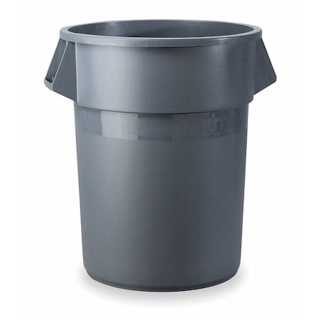 Rubbermaid Commercial 32 gal. Round Trash Can, Gray, None, LLDPE FG263200GRAY
