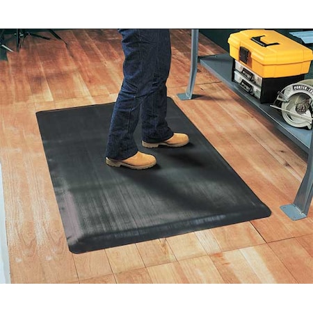 Notrax Antifatigue Mat, 5 ft L x 3 ft W, 1/2 in Thickness, Vinyl, Corrugated, Black 474S0035BL