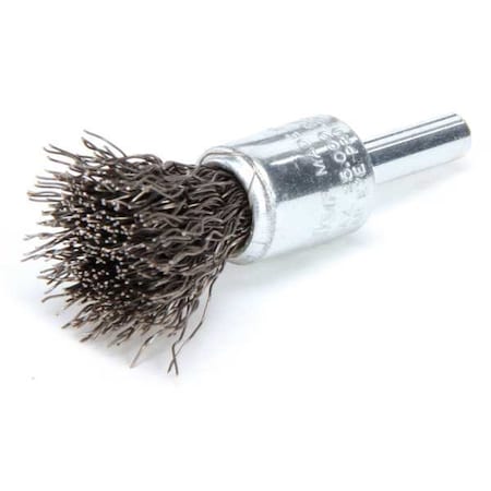 WEILER Crimped Wire End Wire Brush, Steel, 1/2" 96101