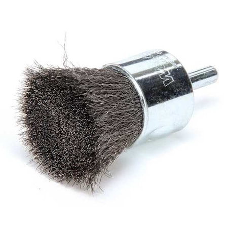 WEILER Crimped Wire End Wire Brush, Steel, 1" 96107