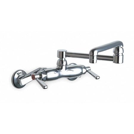 Chicago Faucets 445-DJ13CP Wall Mount Lavatory Metering Faucet with Metal Lever Handles, Chrome