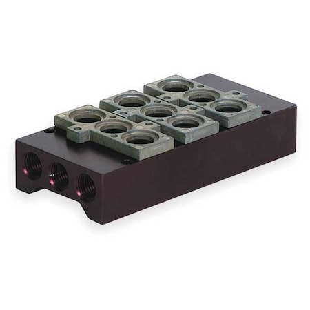 Numatics Manifold Block, 3 Stations, 1/4 NPT 206-1750