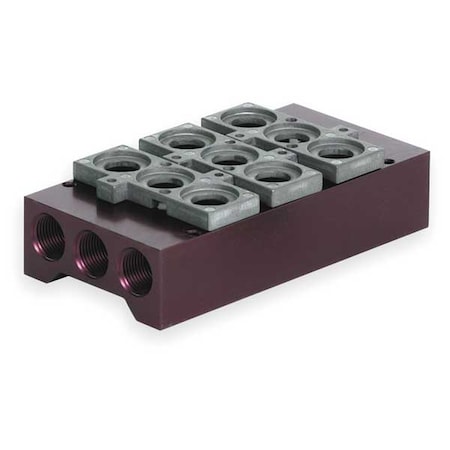Numatics Manifold Block, 3 Stations, 3/8 NPT 206-1761