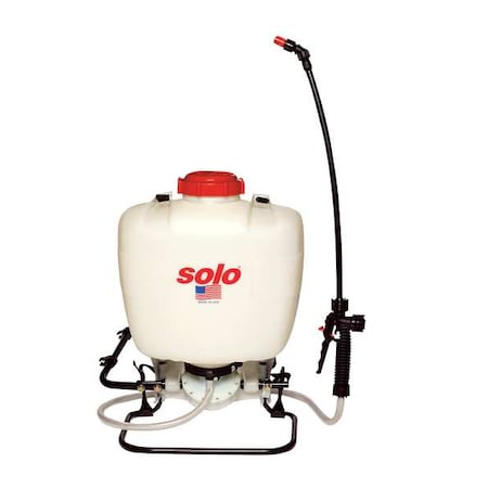 Solo 4 gal Backpack Sprayer, Poly, 48 in L Hose, 60 PSI, Cone/ Fan/ Jet Nozzle Spray Pattern, Manual 475-B