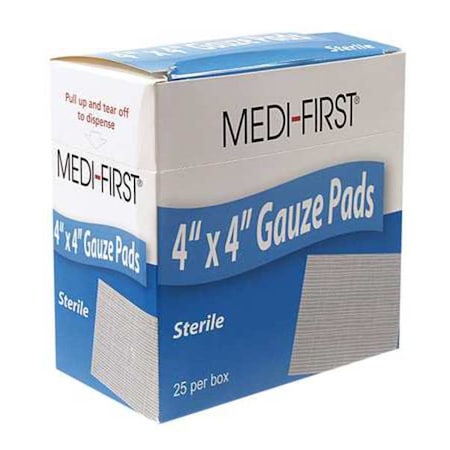 Medique Gauze Pad, Sterile, 12 Ply Cotton, PK25 62073