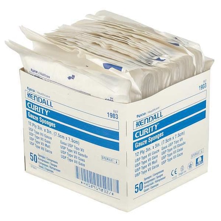 Covidien Sponge, Non-Sterile, White, Gauze, PK50 KCGS019903
