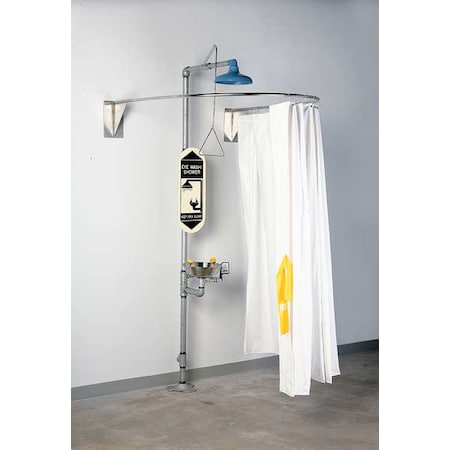 Zoro Select Privacy Curtain, Vinyl, White, For Use With, Shower with Eyewash 21075