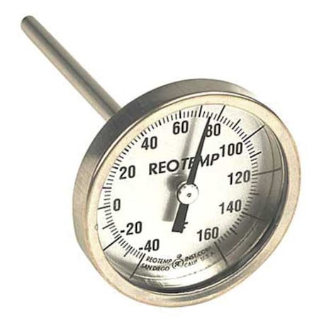 REOTEMP Bimetal Therm, 2-3/8 In Dial, -40to160F HH1802F23PS