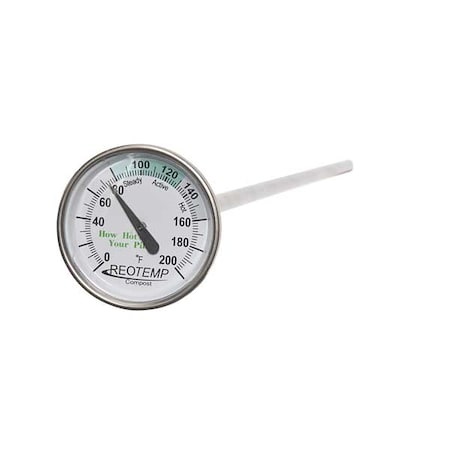 Reotemp Bimetal Thermom, 2 In Dial, 0 to 200F FG20P