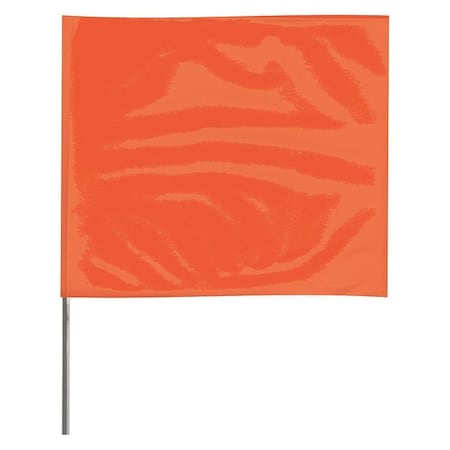 Zoro Select Marking Flag, Vinyl, 18" Wire Staff, Blank, 18" L., 100 PK 2318OG-200