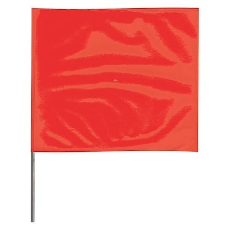 Zoro Select Marking Flag, Vinyl, 18" Wire Staff, Solid, 18" L., 100 PK 4518R-200