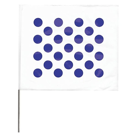 Zoro Select Marking Flag, Vinyl, 18" Wire Staff, Polka Dots, 18" L., 100 PK 4518WDB20204-200