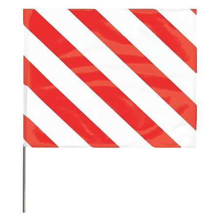 Zoro Select Marking Flag, Vinyl, 30" Wire Staff, Stripes, 30" L., 100 PK 4530SWR-200