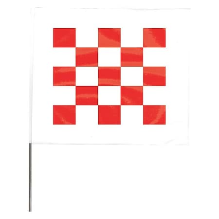 Zoro Select Marking Flag, Vinyl, 30" Wire Staff, Checkered, 30" L., 100 PK 4530RW28544-200