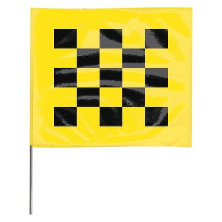 Zoro Select Marking Flag, Vinyl, 30" Wire Staff, Checkered, 30" L., 100 PK 4530YBK28544-200