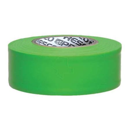 Zoro Select Flagging Tape, No Legend, Fluorescent Green, 1 3/16 in Wide x 150 ft Length, Vinyl, 3 mil TXGG-200