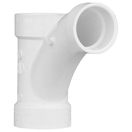 Zoro Select PVC Wye and 45 Degree Elbow, Hub, 3 in x 3 in x 1 1/2 in Pipe Size 05837