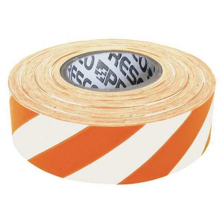 Zoro Select Flagging Tape, No Legend, Orange/White, 1 3/16 in Wide x 300 ft Length, Vinyl, 2 mil SWO-200