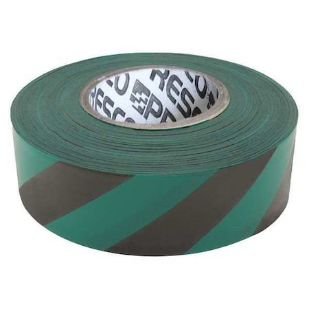 Zoro Select Flagging Tape, No Legend, Black/Green, 1 3/16 in Wide x 300 ft Length, Vinyl, 2 mil SGBK-200