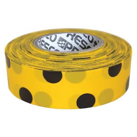 Zoro Select Flagging Tape, No Legend, Black/Yellow, 1 3/16 in Wide x 300 ft Length, Vinyl, 2 mil PDYBK-200