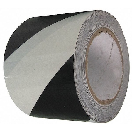 Condor Floor Marking Tape, vinyl, No Legend, Black, White, 3 in W., 8 mil Thickness 3JXX8