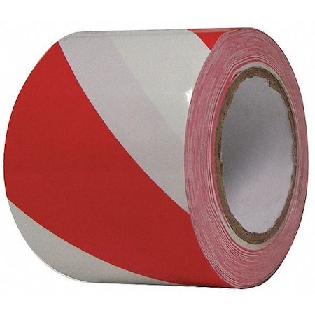 Condor Floor Marking Tape, vinyl, Striped, Red, White, 3 in W., 8 mil Thickness 3JXY1