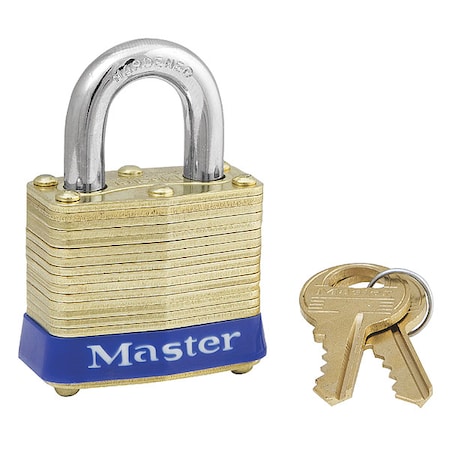 Master Lock Padlock, Keyed Alike, Standard Shackle, Rectangular Brass Body, Steel Shackle, 5/8 in W 4KA-3202