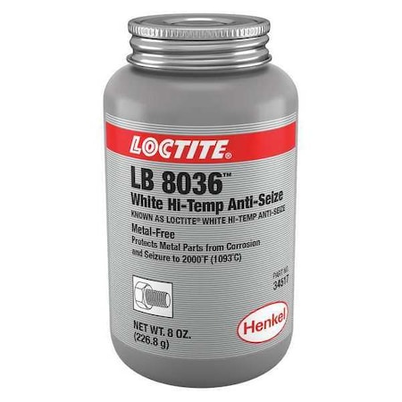 Loctite Anti Seize Compound, White Hi-Temp, 8oz LB 8036(TM) 302677