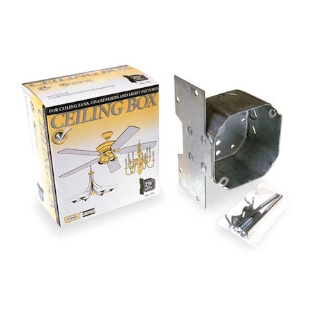 Raco Electrical Box, 22.3 cu in, Ceiling Box Type, 2 Gangs, Galvanized Zinc, Round Shape 294