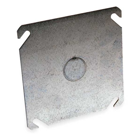 Raco Box Cover, Square Box Type, 2 Gang, Galvanized Zinc, KO Centered Cover Type 753