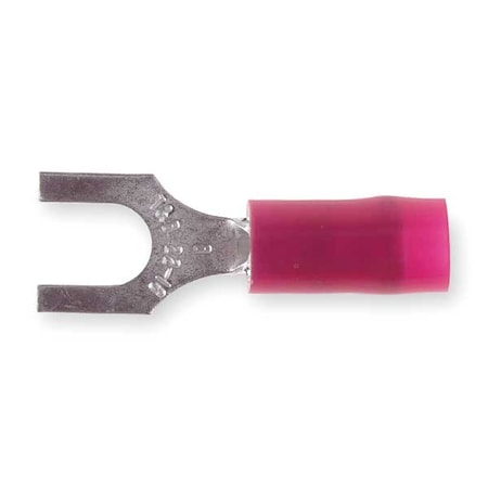 Sta-Kon Fork Terminal, #8 Stud Size, 16 AWG, 600 V, Nylon Insulated, Red, Crimp Termination Only, 100 PK RA18-8F