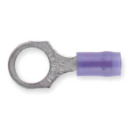 Sta-Kon Ring Terminal, 5/16 in Stud Size, 14 AWG, 600 V, Nylon Insulated, Blue, Crimp Termination Only RB14-516
