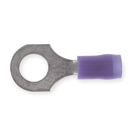 Sta-Kon Ring Terminal, 1/4 in Stud Size, 14 AWG, 600 V, Nylon Insulated, Blue, Crimp Termination Only RB14-14
