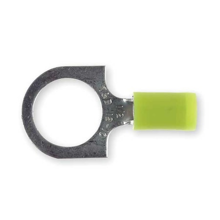Sta-Kon Ring Terminal, 1/2 in Stud Size, 10 AWG, 600 V, Nylon Insulated, Yellow, Crimp Termination Only RC10-12