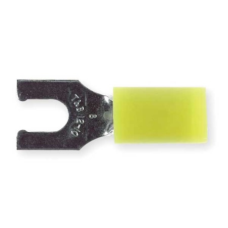 Sta-Kon Fork Terminal, #10 Stud Size, 10 AWG, 600 V, Nylon Insulated, Yellow, Crimp Termination Only, 50 PK RC10-10FL