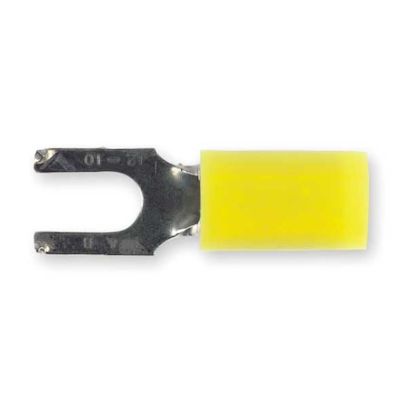 Sta-Kon Fork Terminal, #8 Stud Size, 10 AWG, 600 V, Nylon Insulated, Yellow, Crimp Termination Only, 50 PK RC10-8FS