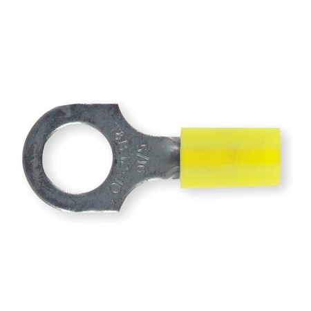 Sta-Kon Ring Terminal, 5/16 in Stud Size, 10 AWG, 600 V, Nylon Insulated, Yellow, Crimp Termination Only RC10-516