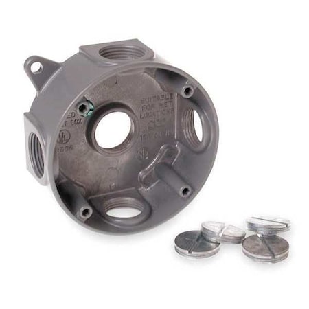 Bell Outdoor Weatherproof Electrical Box, 16 cu in, FSCC Box Type, 1 Gang, Aluminum, Round Shape 5372-0