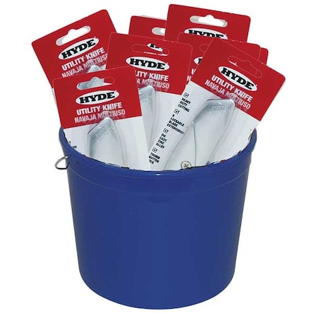 Hyde Pail of 25 Utility Knives Utility, 6 1/2 in L 49695