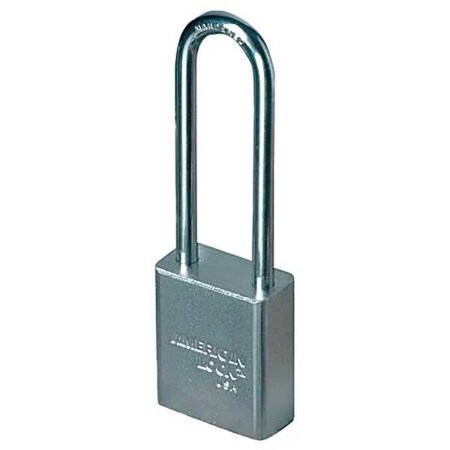 American Lock Padlock, Keyed Different, Long Shackle, Rectangular Steel Body, Boron Shackle, 3/4 in W A52