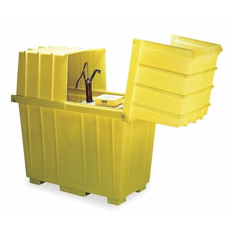 Eagle Mfg 2 Drum High Profile Workstation, 220 Gallon Sump Capacity, Without Drain, Yellow - 1628 1628