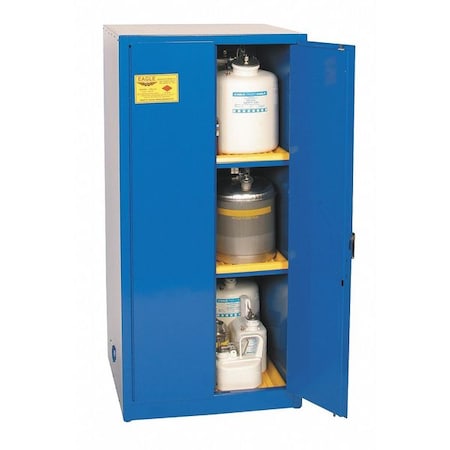 Eagle Mfg Hazardous Material Storage Cabinet, 60 gal, 2 Shelves, Steel, 34 in W x 65 in H x 34 in D, Blue CRA62X