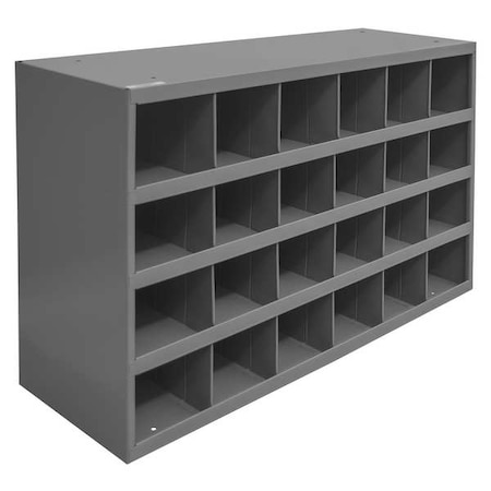 Durham Mfg Pigeonhole Bin Unit, 24 Compartments, Steel, 4 Shelves, 12 in D x 23 7/8 in H x 33 3/4 in W, Gray 356-95